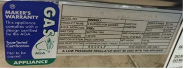Figure G 16: Information Data Plate including certification number and certification label