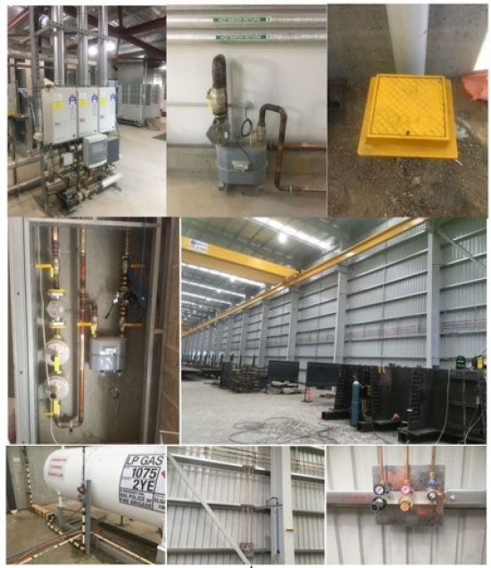 Photos of gas installations in near completion at Yatala Prison Redevelopment and Samara Engineering