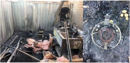 A photo of the remains of a house fire caused by a LPG ring burner .