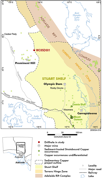 Geology and copper occurrences of the Stuart Shelf near drillhole WC05D001