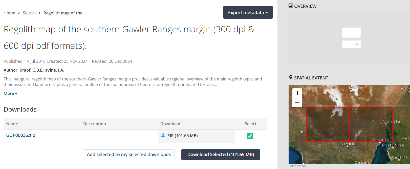 Screenshot of single record details