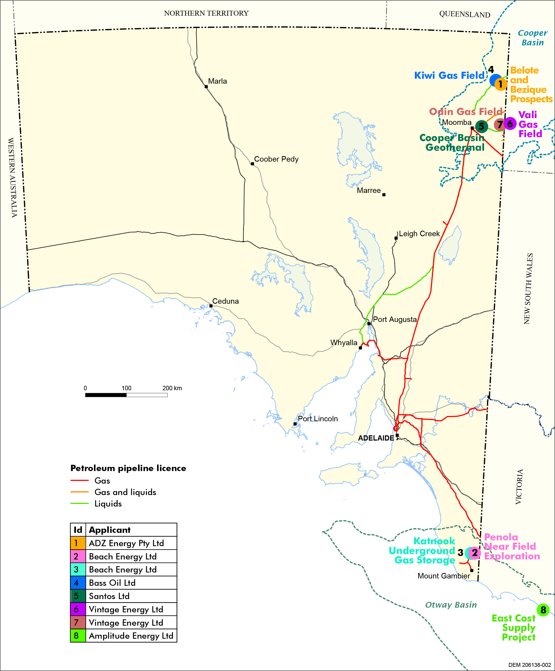 SA Gas Initiative map 8 projects